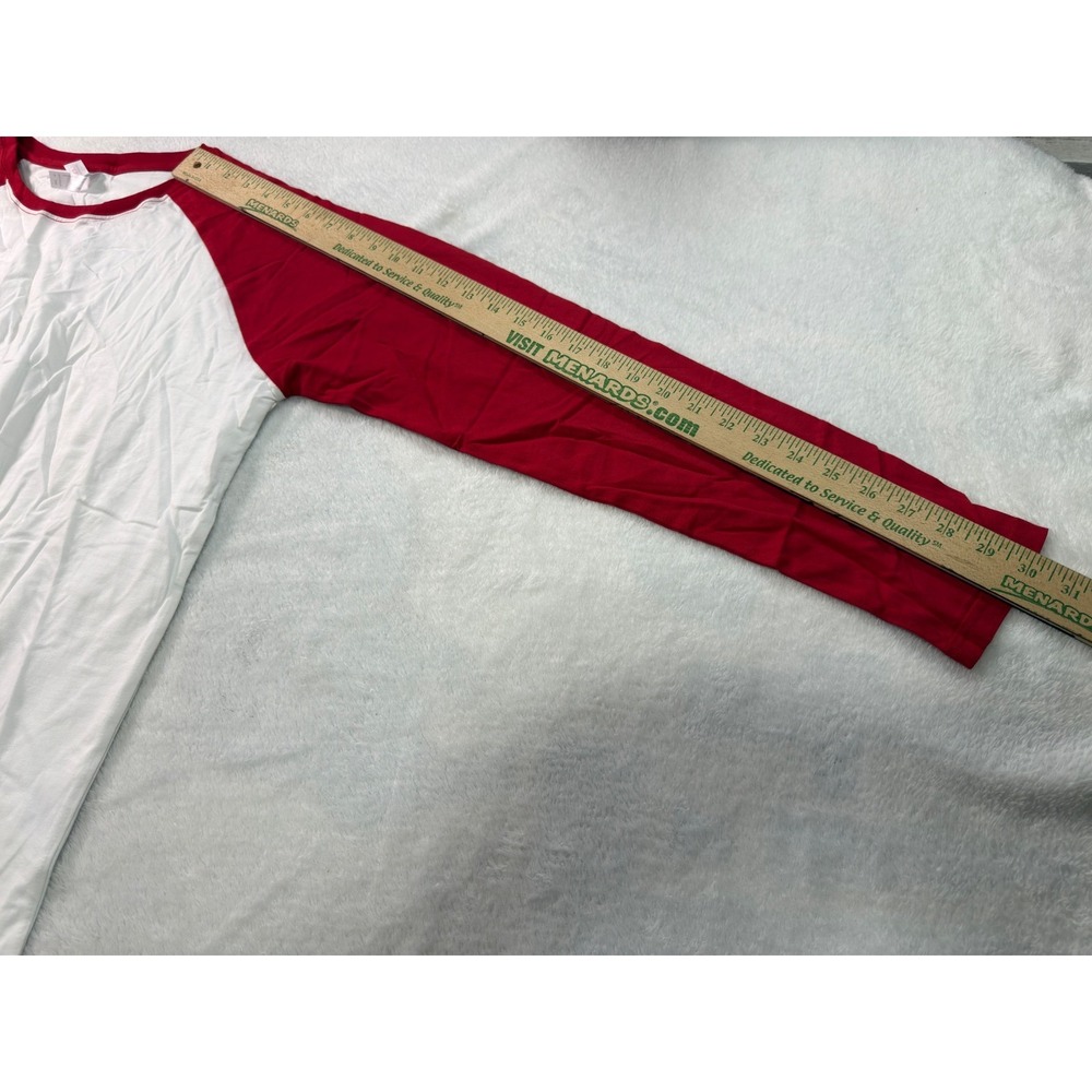 Royal Avalon Mens XL Baseball Tee White Red Long Sleeve Raglan Cotton T-Shirt - Picture 8 of 8